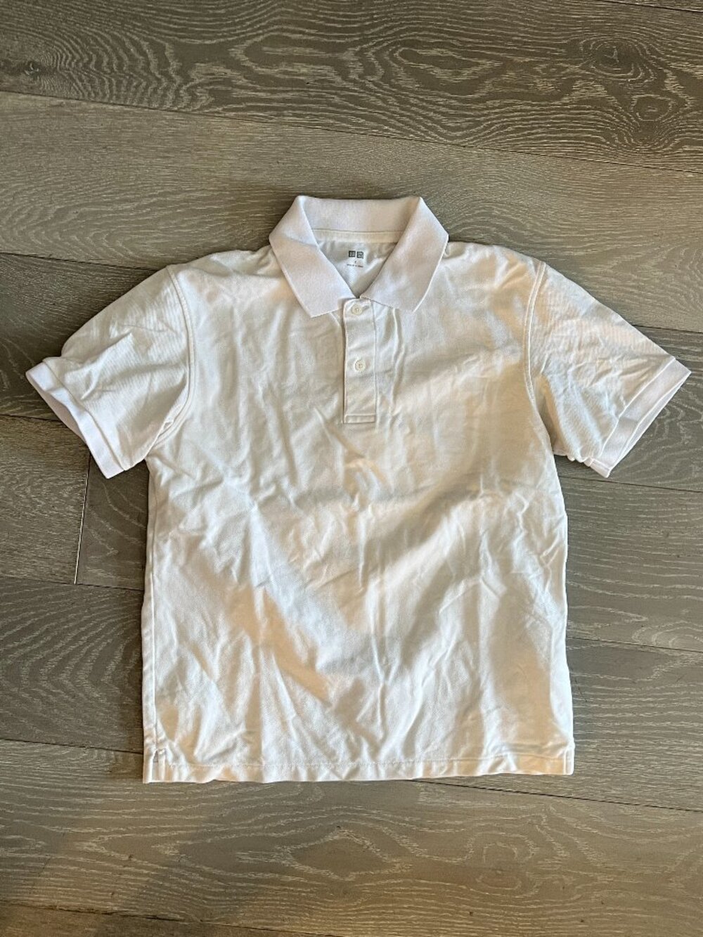 UNIQLO White Short-Sleeve Piqué Polo Shirt — Small